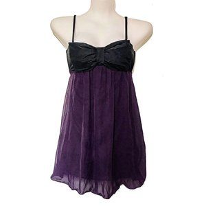 CLEARANCE SALE NEW Goth Black Bow Empire Purple Chiffon Bubble Dress SMALL